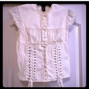 Ivory Corset Buttoned Laced Blouse ❤️ S